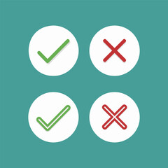 Website rating feedback and review concept. Cross check mark icons can be used as website, social media interface buttons -vector.