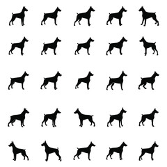 A Set Of Dog Vector Silhouette,Dogs Walking and Running Silhouettes,Silhouette dog vector design. Illustration.Cute animals silhouette