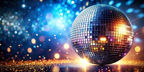 Sparkling Disco Ball Texture: Abstract Night Landscape with Glittering Lights