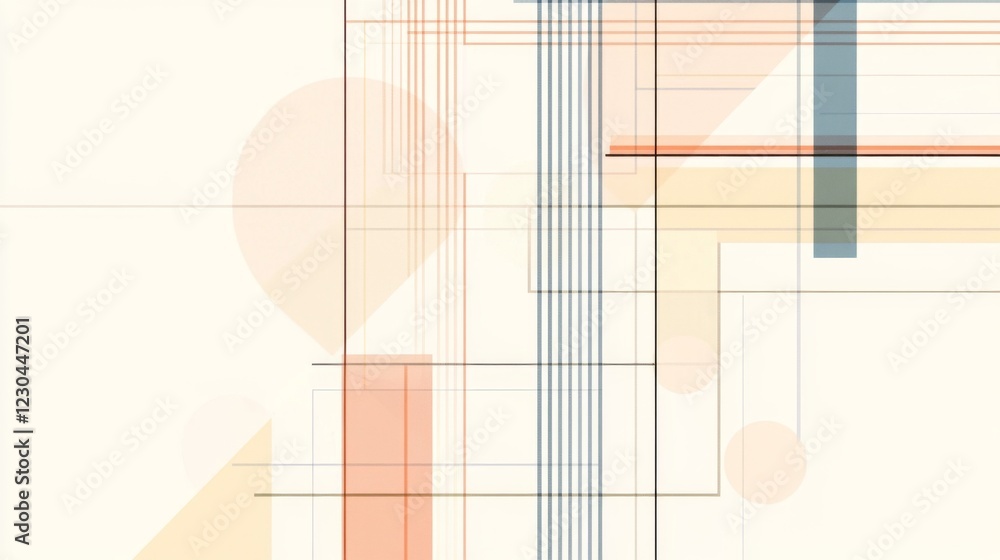 Poster abstract geometric background with pastel colors and overlapping shapes.