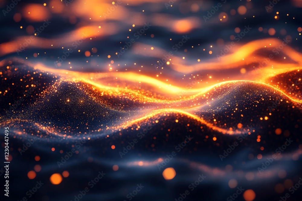 Poster Colorful waves of light creating a mesmerizing display in a futuristic setting