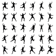 Footbal player celebration vector silhouette.Football Goal Celebration.Soccer Player Celebrating - Scoring Goal.Soccer Player Celebrating After Scoring Goal