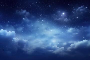 Cloudy Night Sky Background with Stars and Galaxies in Space