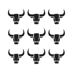 bull heads logo , minimalist design, black and white