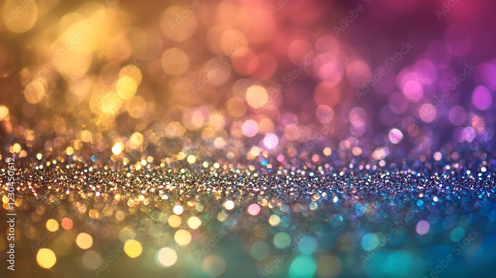Aufkleber a rainbow-hued bokeh overlay featuring a soft pastel gradient and glittering sparkles, ideal for enh