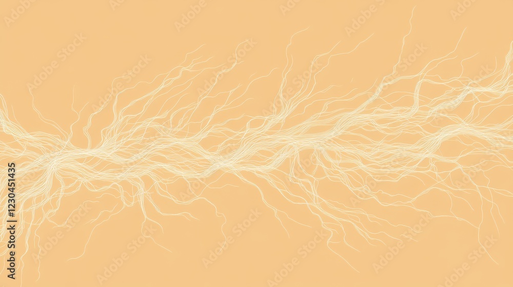 Poster abstract peach background with white vein-like patterns.