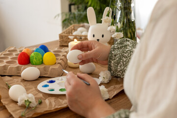 Crafting colorful Easter eggs during the spring holiday celebration