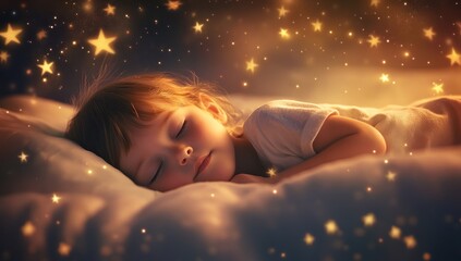 Sweet Dreams Under a Starry Night: A Child's Peaceful Slumber