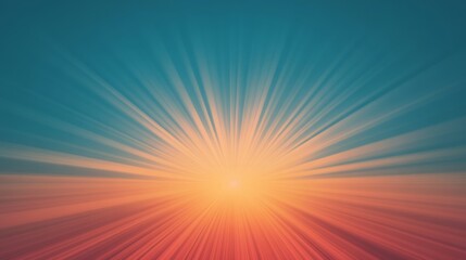 Obraz premium Abstract sunburst background with teal and orange rays.
