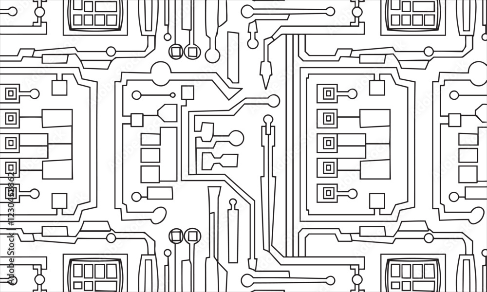 Poster futuristic circuit board pattern and digital tech isolated vector design