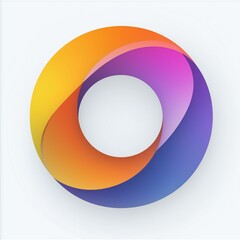 Vivid abstract circular gradient with intertwined multicolored ribbon patterns