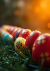 Colorful easter eggs are standing in a row easter egg holiday illustration celebration easter