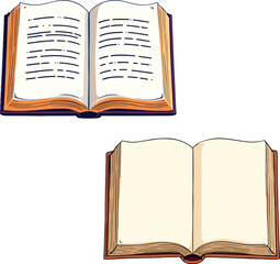 Open books showing text and blank pages for creative designs