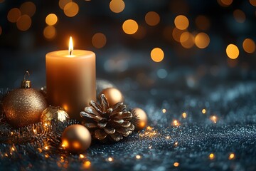 Cozy Holiday Ambiance with Candlelight and Festive Decor for Christmas Celebrations