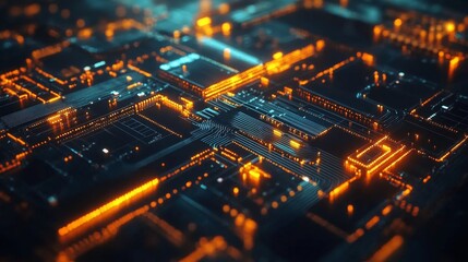 3D artificial intelligence with circuit electric background. Digital futuristic big data visualization and human brain machine learning. vector banner art illustration.