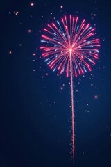 Multicolored firework stars explode in a navy blue expanse, night, stars
