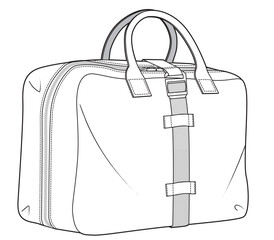 boxy Travellers bag flat sketch vector illustration technical cad drawing template	
