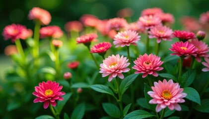 lush green foliage surrounding the chrysanthemums, flower, greenery, leaves