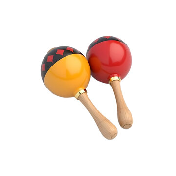 Vibrant Red and Yellow Maracas Pair Music Instrument