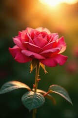Rose in sunlight, warm glow, soft focus, texture, warm glow, flower, rose