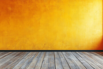 room with wooden floor and yellow wall