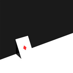 Minimalist playing card design. Diamonds symbol on abstract background. Casino, gambling, poker, card game-related concept.