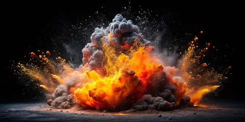 Super Slow Motion Coal Explosion: Dramatic Fashion Photography on Black Background