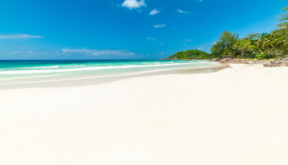 White sand and turquoise water in a tropical beach