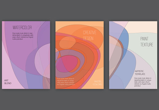 Flyer Layout with Abstract Overlapping Pastel Transparent Shapes