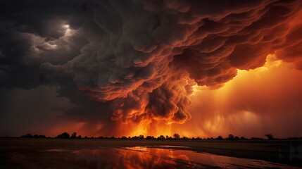 Extreme wide shot of a grey apocalyptic sky, clouds swirling