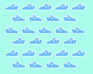 A vector illustration of a seamless blue cloud pattern on a turquoise background. Perfect for wallpapers, digital designs, and weather-themed graphic projects.