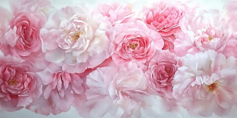 Fototapeta premium Soft Pink Floral Arrangement with Delicate Blossoms and Petals