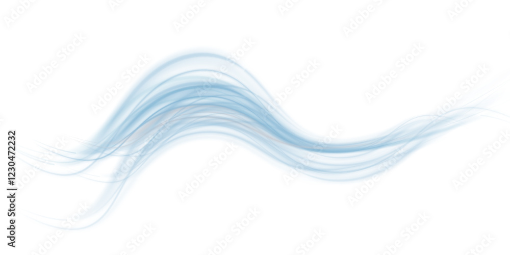 Poster blue wind waves effect. abstract light motion trails with sparkles isolated on black background. lig