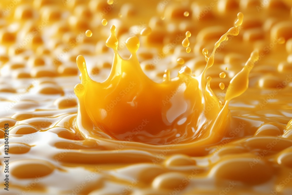 Poster captivating splash of bright yellow liquid creating ripples on a smooth surface