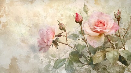 Romantic Pastel Roses: A Watercolor Floral Painting