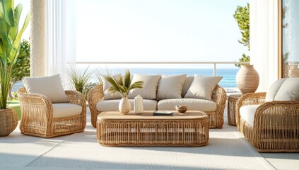 Coastal Chic Rattan Patio Furniture Set