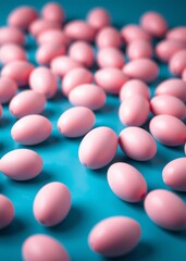 Pink easter eggs arranged on a blue background perfect for easter-themed designs easter egg holiday illustration celebration easter