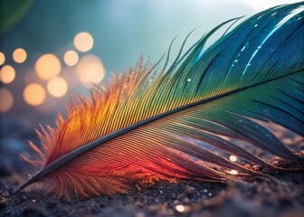 Obraz premium Surreal Macro Photography: Vibrant Parrot Macaw Feather Texture Background