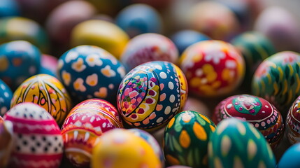 Happy Orthodox Easter, background with cute eggs, colorful festive decorations, traditional symbols, spring flowers,joyful holiday vibes, and a cheerful atmosphere for a beautiful gorgeous celebration