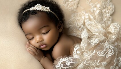 Precious Moments: A Sleeping Baby Girl in Lace