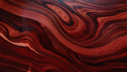 Obraz premium Luxurious rosewood texture featuring bold, swirling grain patterns in deep burgundy and dark chocolate hues, enhanced by a slightly glossy finish, showcasing the richness and elegance of fine wood