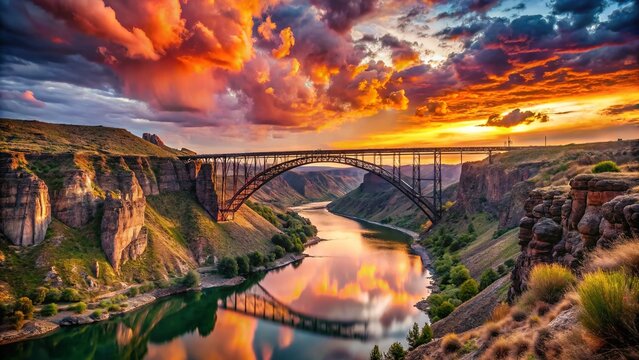 Surreal Sunset over Perrine Bridge, Idaho - Dreamlike Landscape Photography