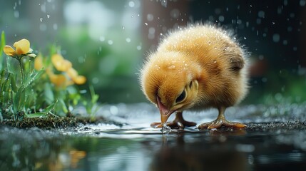 Tiny Chick in the Rain, A Moment of Serenity