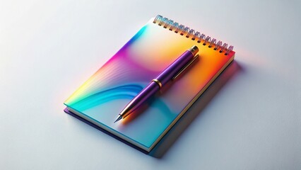 Surreal Weekly Planner Mockup: Floating Pen & Notebook on White