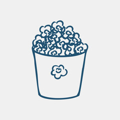 popcorn bucket doodle isolated on white background.  Snack