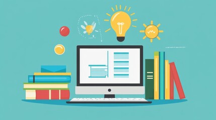 E-learning, online education at home. Modern vector illustration concepts for website and mobile website development