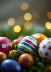 Cute easter eggs composition with copy space easter egg holiday illustration celebration easter