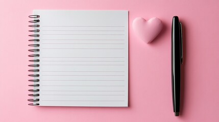 Heart-shaped paper and blank white note on a pink background, ideal for love notes.