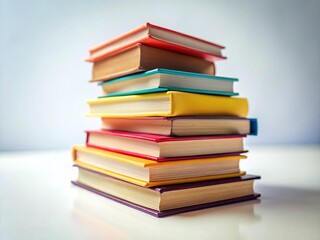 Tilt-Shift Photography: Stack of Books on White Background