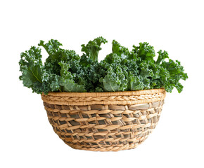 Naklejka premium kale in woven basket isolated on transparent background